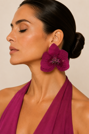 Aretes Katleya - Magenta y Rosa